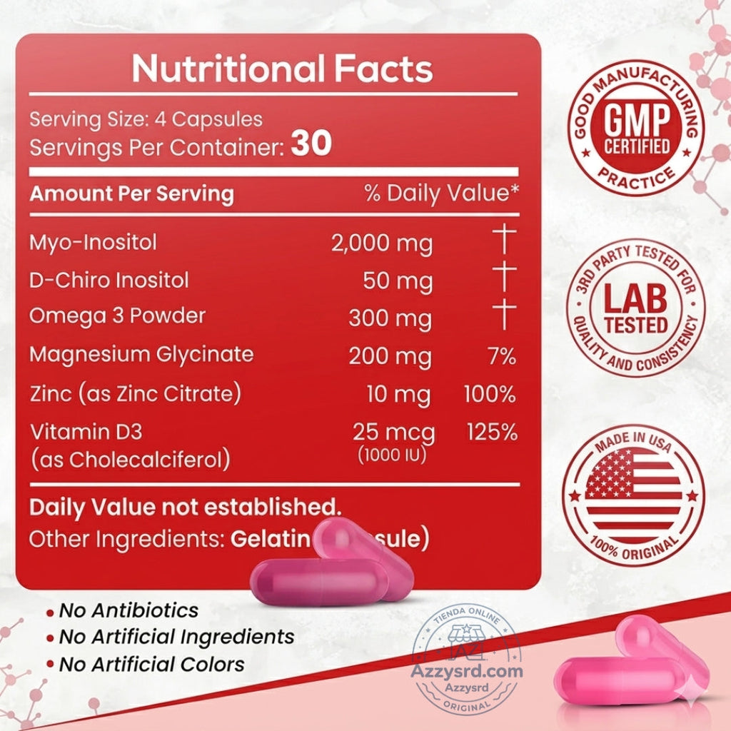 🍑✨ Peach Perfect™ Happy Hormones Formula 🌸💖 | Mio-Inositol + D-Chiro 40:1 🧬 Omega-3, Vitamina D3, Magnesio y Zinc ⚡ Apoya el balance hormonal, energía, mood y bienestar femenino 🌿 120 Cápsulas Premium 💊