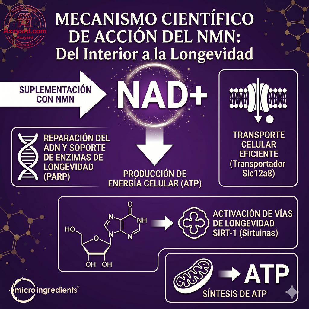 🧬Complejo NMN 10 en 1 de 1000 mg (60 Cápsulas) | Con Mononucleótido de Nicotinamida, Resveratrol, CoQ10, Quercetina y Glutatión | Potente Precursor para Energía Celular y Antienvejecimiento🌿