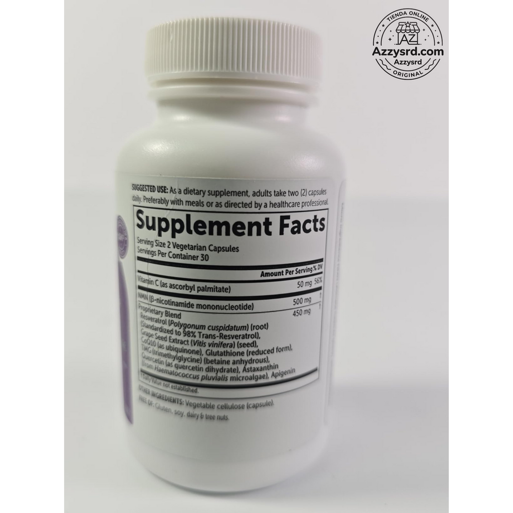 🧬Complejo NMN 10 en 1 de 1000 mg (60 Cápsulas) | Con Mononucleótido de Nicotinamida, Resveratrol, CoQ10, Quercetina y Glutatión | Potente Precursor para Energía Celular y Antienvejecimiento🌿