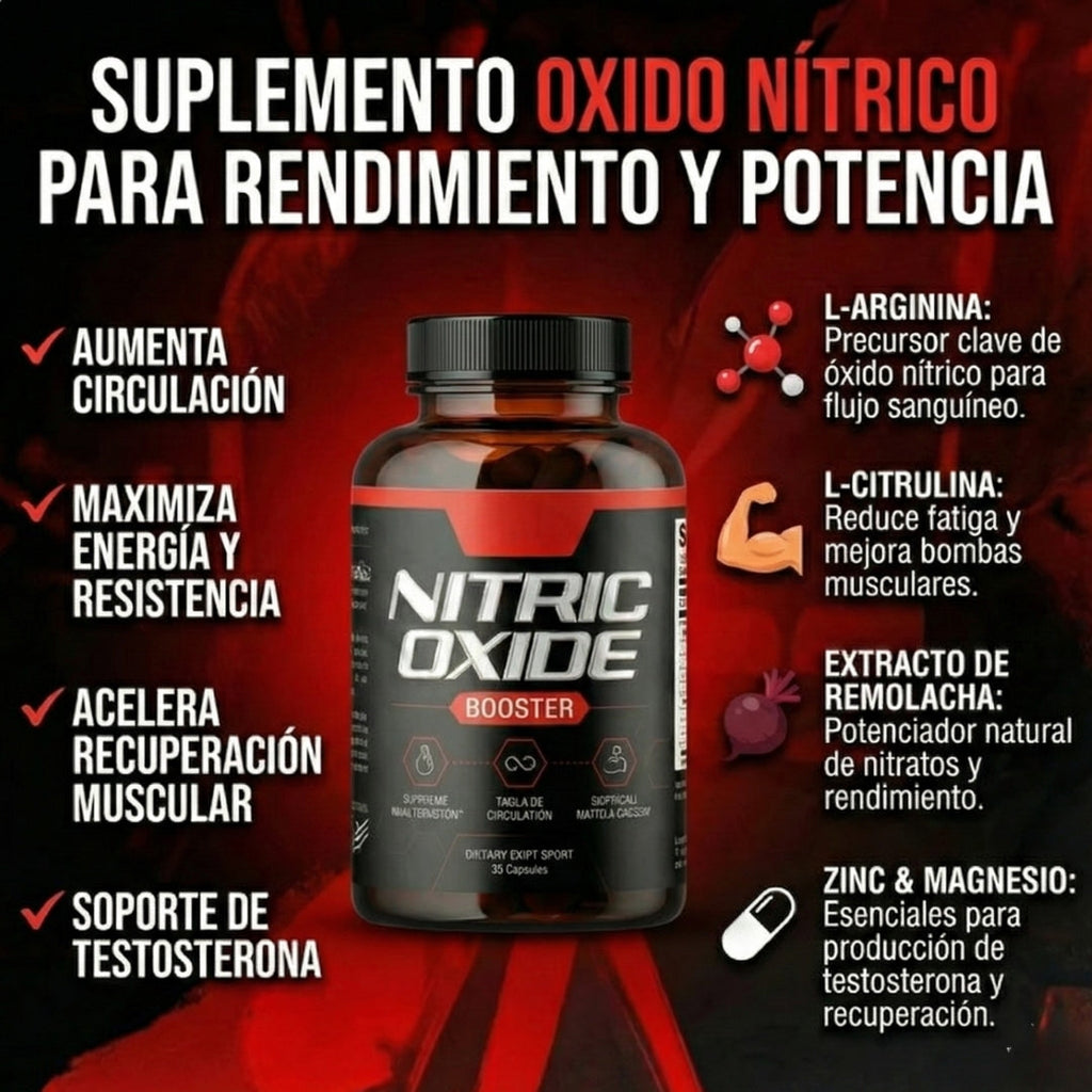 🧬 ÓXIDO NÍTRICO - Suplemento 100% Premium - Circulación avanzada · Energía diaria · Rendimiento masculino 60 Cápsulas