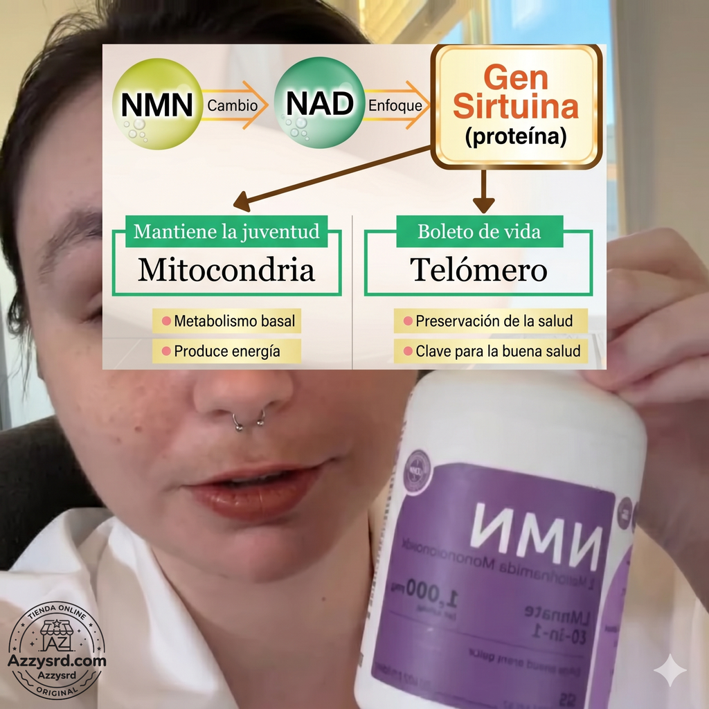 🧬Complejo NMN 10 en 1 de 1000 mg (60 Cápsulas) | Con Mononucleótido de Nicotinamida, Resveratrol, CoQ10, Quercetina y Glutatión | Potente Precursor para Energía Celular y Antienvejecimiento🌿