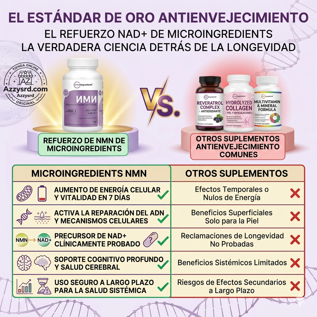 🧬Complejo NMN 10 en 1 de 1000 mg (60 Cápsulas) | Con Mononucleótido de Nicotinamida, Resveratrol, CoQ10, Quercetina y Glutatión | Potente Precursor para Energía Celular y Antienvejecimiento🌿