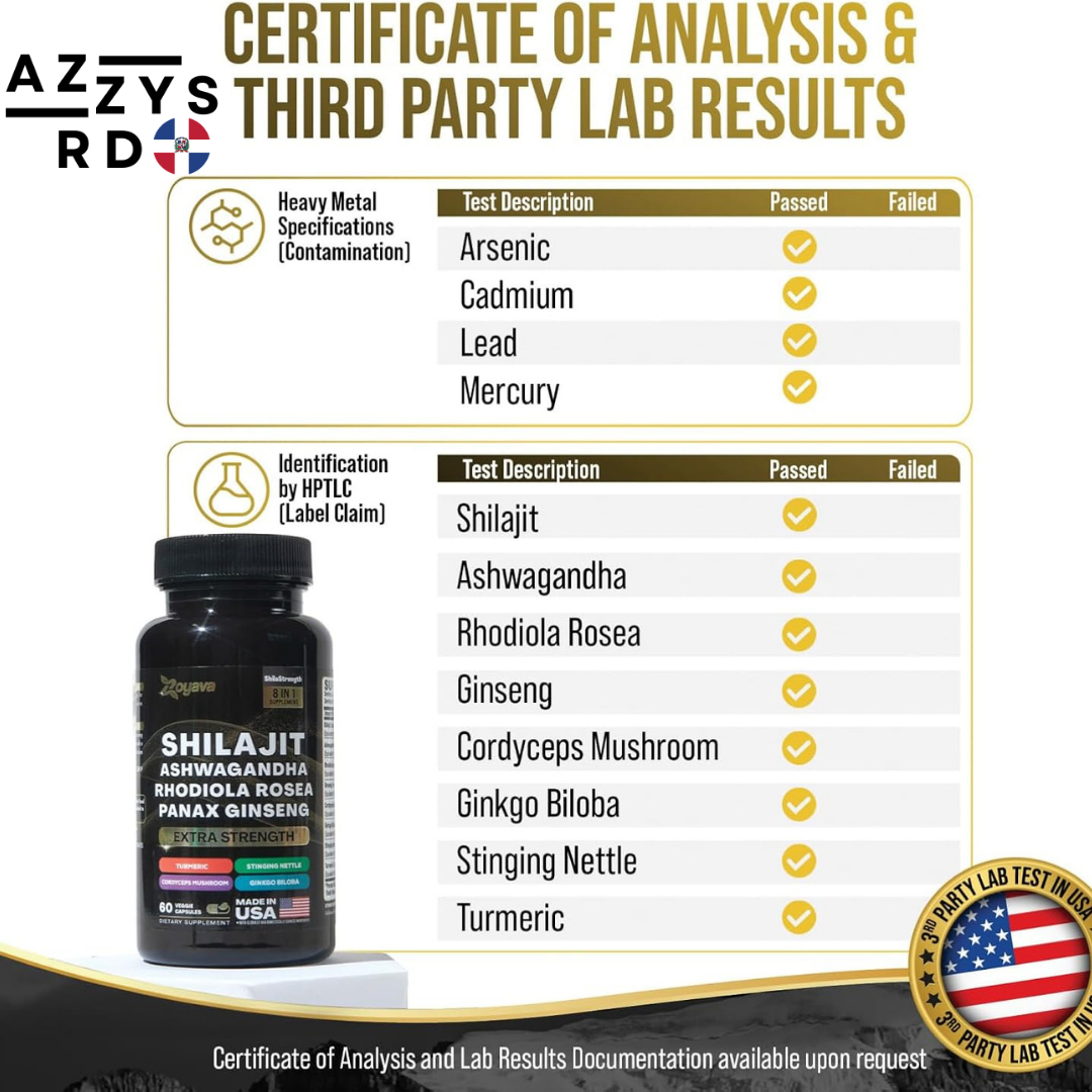 🌿 UltraShilajit™ 8 en 1 – Fórmula Premium 💊 60 Cápsulas | 100% Puro, Natural y Orgánico 🌍 Con Shilajit + Ashwagandha + Rhodiola Rosea + Panax Ginseng y más