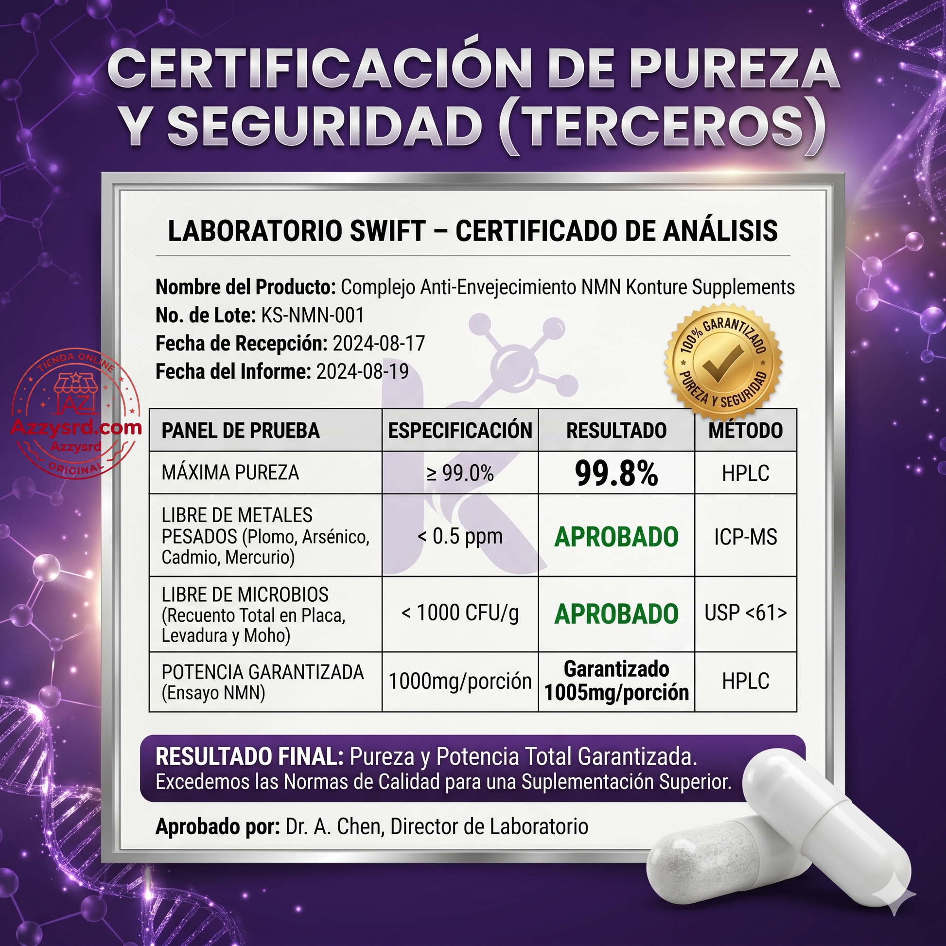 🧬Complejo NMN 10 en 1 de 1000 mg (60 Cápsulas) | Con Mononucleótido de Nicotinamida, Resveratrol, CoQ10, Quercetina y Glutatión | Potente Precursor para Energía Celular y Antienvejecimiento🌿